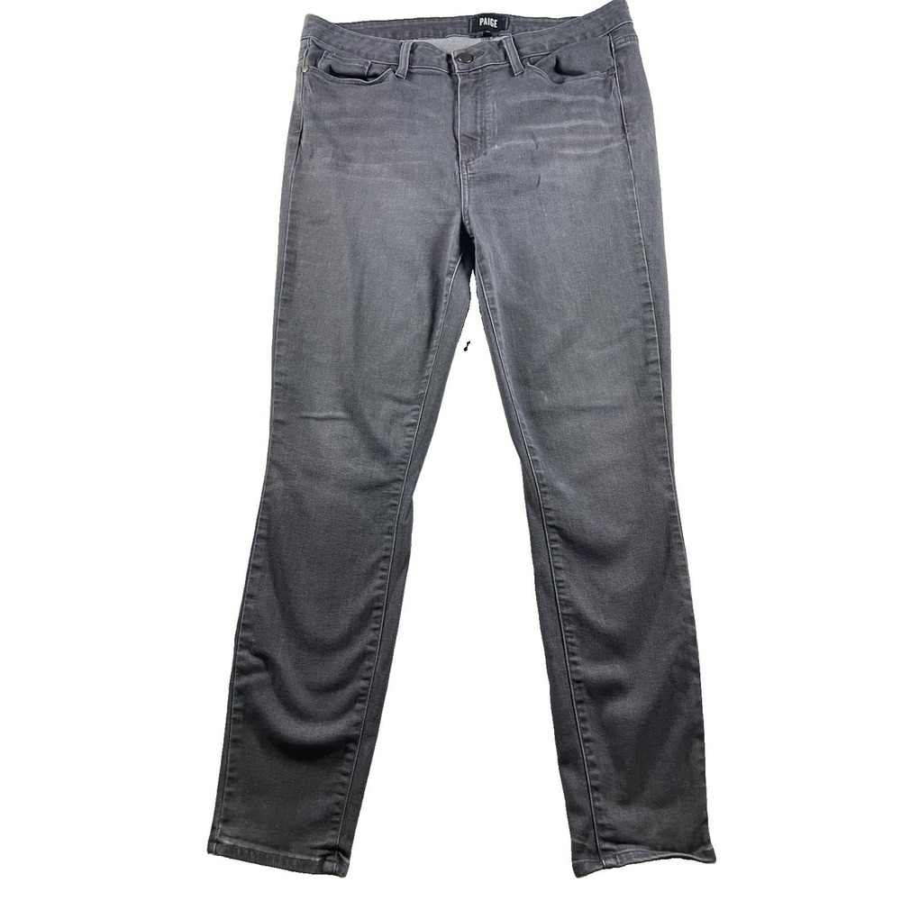PAIGE High Rise Hoxton Ankle Skinny Jeans Womens 32 Gray Classic Stretch Preppy